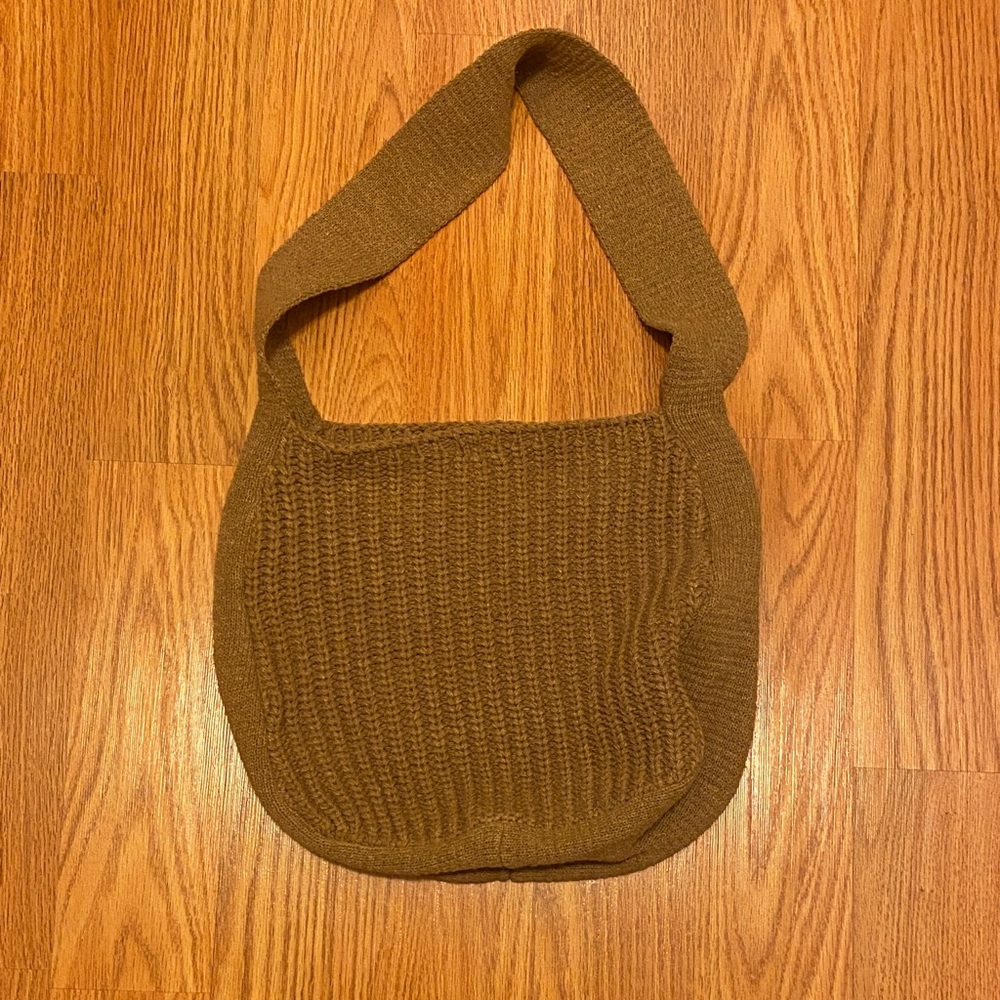 Brown Knit Shoulder Bag